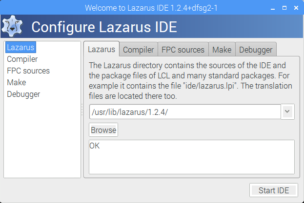 Configure Lazarus dialog box