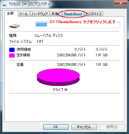 (1) uReadyBoostv ^uNbN܂B
